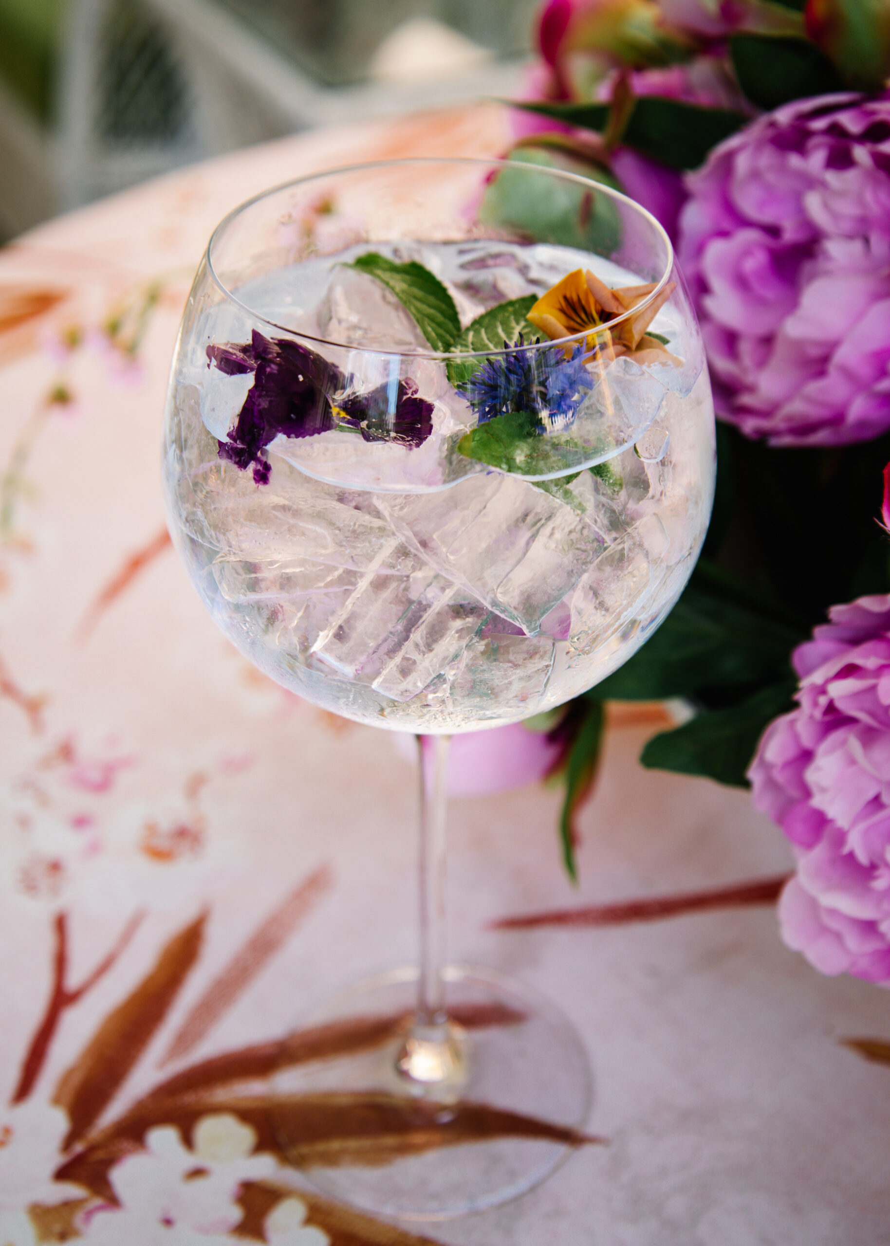 McNinch House cocktail surrounded by flowers
