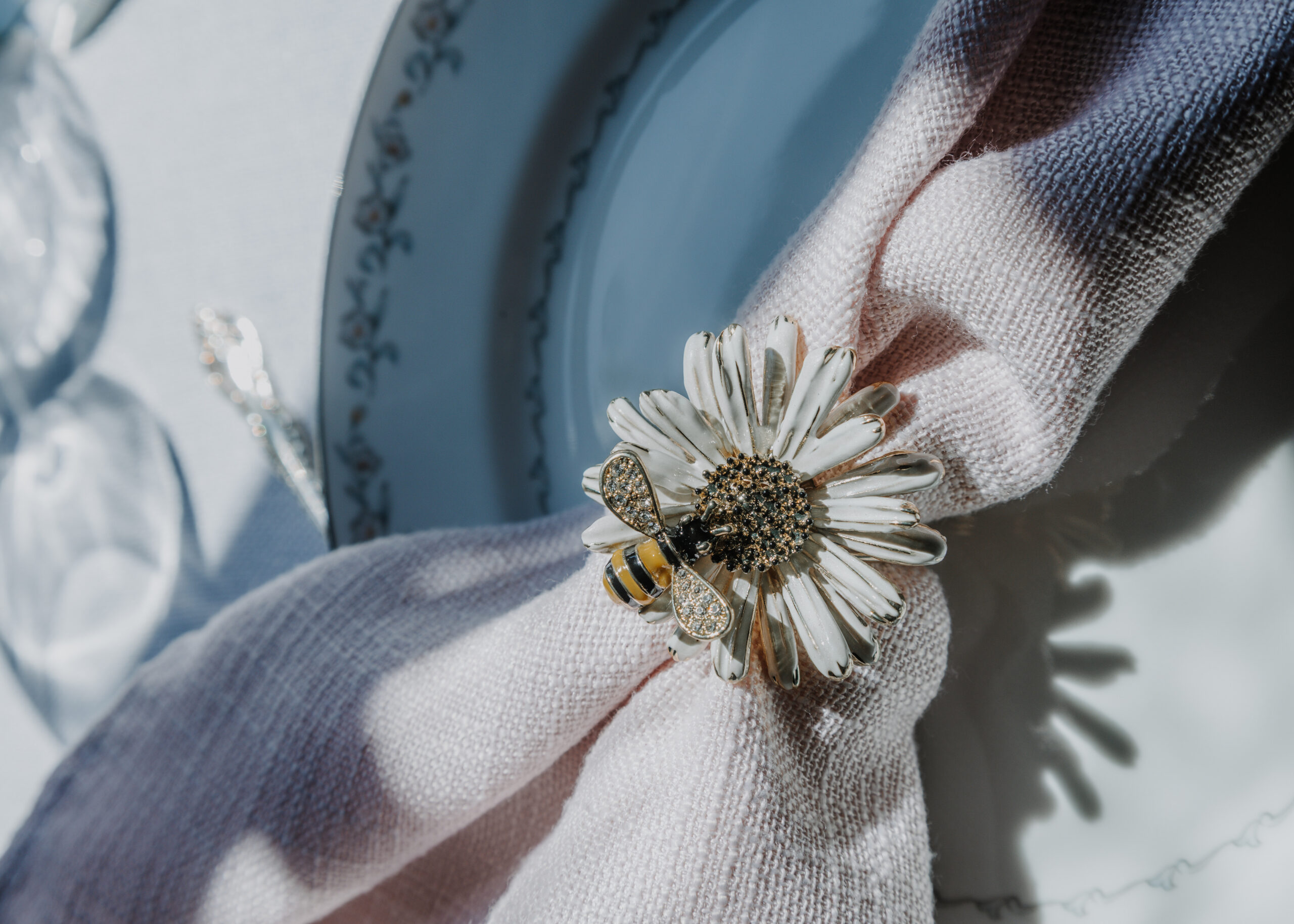 Private Events McNinch House Restaurant flower and bee napkin ring
