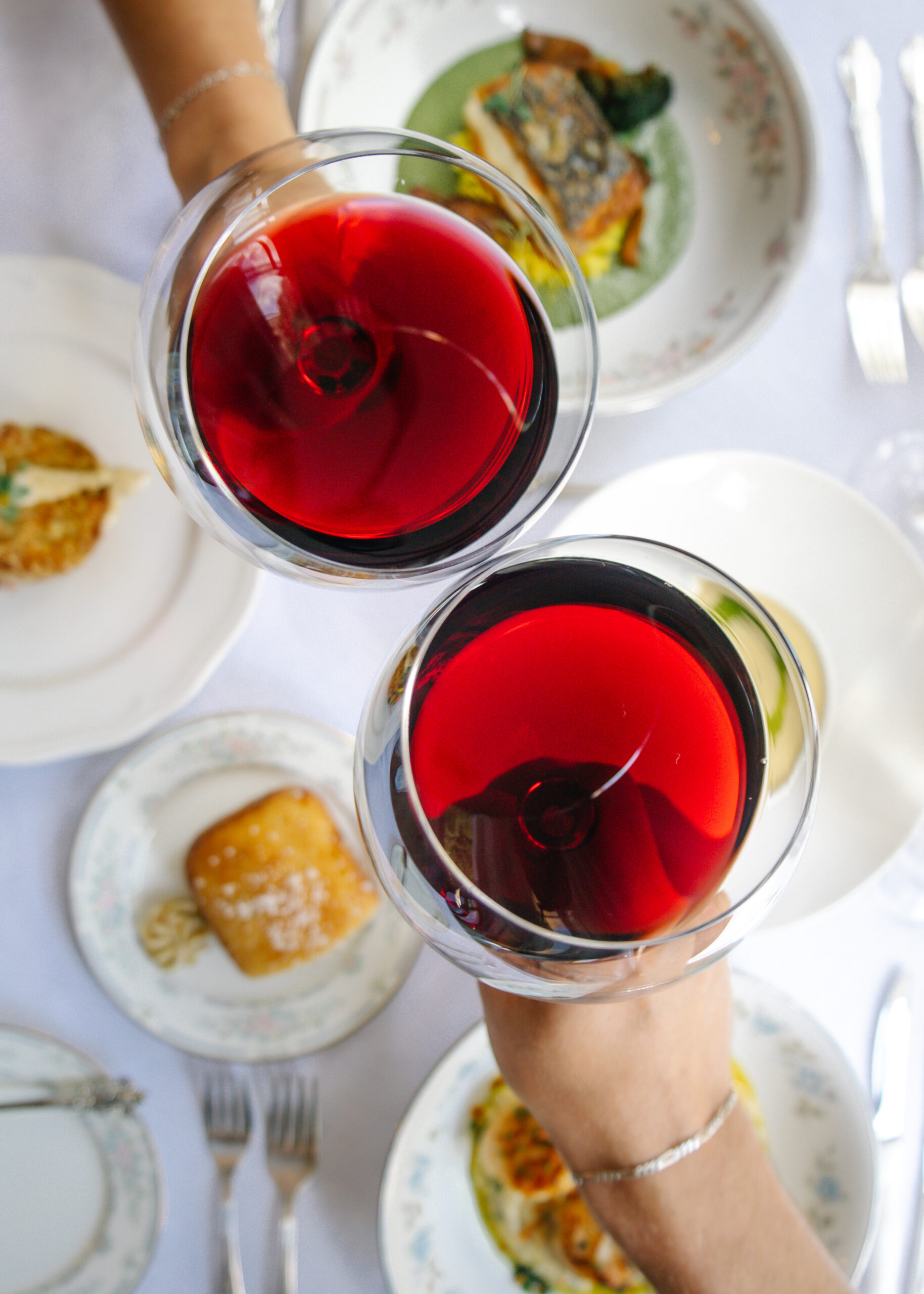 McNinch House Restaurant red wine toast over dinner