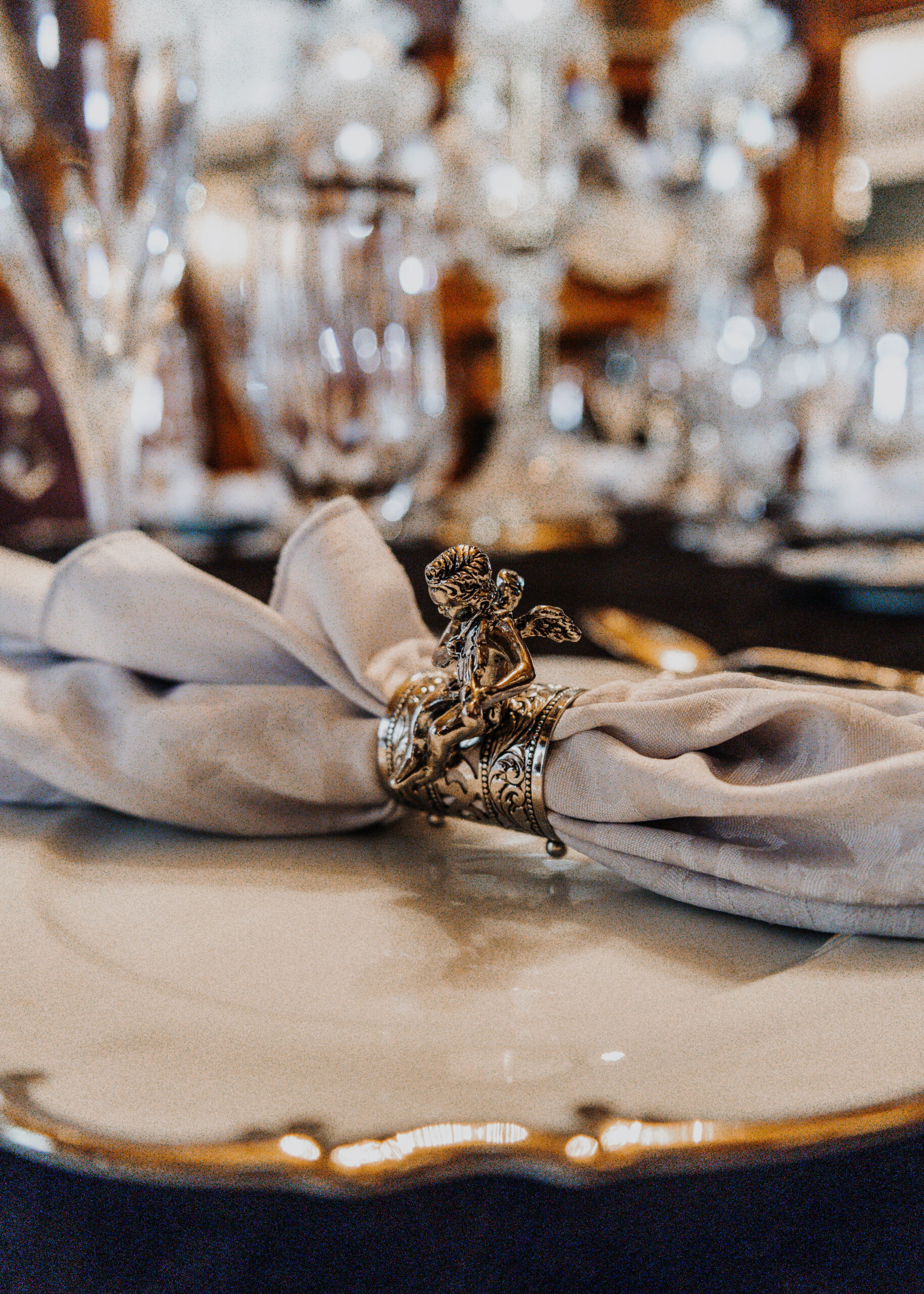 McNinch House Restaurant table setting with antique napkin ring